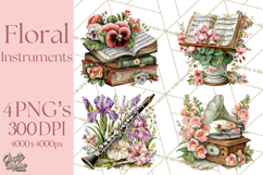 Realistic Musical Instrument Floral PNG Clip Art Product Image 1