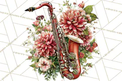 Realistic Musical Instrument Floral PNG Clip Art Product Image 5