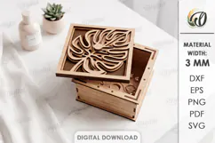Floral Jewelry Box Laser cut. Storage Box with Lid SVG Product Image 1