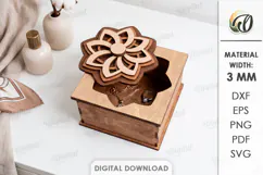 Floral Jewelry Box Laser cut. Storage Box with Lid SVG Product Image 1