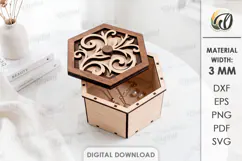 Floral Jewelry Box Laser cut. Storage Box with Lid SVG Product Image 1