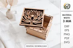 Floral Jewelry Box Laser cut. Storage Box with Lid SVG Product Image 1