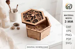Floral Jewelry Box Laser cut. Storage Box with Lid SVG Product Image 1