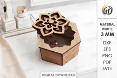 Floral Jewelry Box Laser cut. Storage Box with Lid SVG Product Image 1