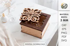 Floral Jewelry Box Laser cut. Storage Box with Lid SVG Product Image 1