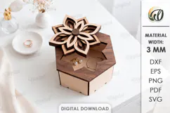 Floral Jewelry Box Laser cut. Storage Box with Lid SVG Product Image 1