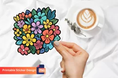 Floral Kawaii Sticker, Kawaii Flower Sticker, Floral Sticker Product Image 1