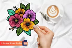 Floral Kawaii Sticker, Kawaii Flower Sticker, Floral Sticker Product Image 1