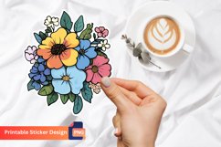 Floral Kawaii Sticker, Kawaii Flower Sticker, Floral Sticker Product Image 1