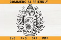 Floral mystical lantern svg,wildflowers lantern boho svg, Product Image 1