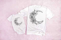 Floral and Moon Wreath Flower Illustration Clipart PNG Product Image 2