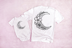 Floral Leaf Moon Wreath Flower Illustration Clipart PNG Product Image 2