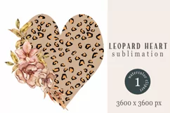 Watercolor floral leopard heart sublimation / clipart Product Image 1