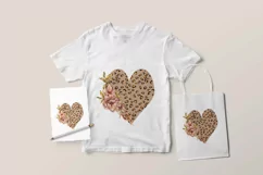 Watercolor floral leopard heart sublimation / clipart Product Image 2
