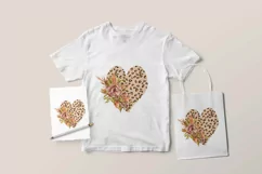 Watercolor floral leopard heart sublimation / clipart Product Image 2