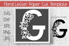 Floral Letter G Paper Cut Template