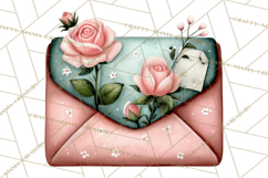 Rose Envelope Clipart, Romantic Floral Letter PNG Art Product Image 3