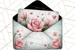 Rose Envelope Clipart, Romantic Floral Letter PNG Art Product Image 4