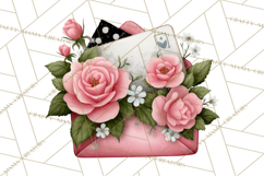 Rose Envelope Clipart, Romantic Floral Letter PNG Art Product Image 2