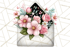 Rose Envelope Clipart, Romantic Floral Letter PNG Art Product Image 3