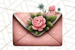 Rose Envelope Clipart, Romantic Floral Letter PNG Art Product Image 4