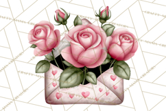 Rose Envelope Clipart, Romantic Floral Letter PNG Art Product Image 5
