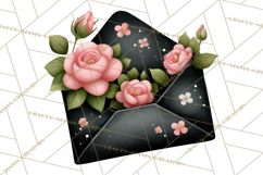 Rose Envelope Clipart, Romantic Floral Letter PNG Art Product Image 2