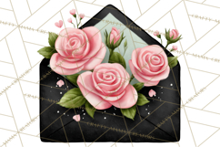 Rose Envelope Clipart, Romantic Floral Letter PNG Art Product Image 4