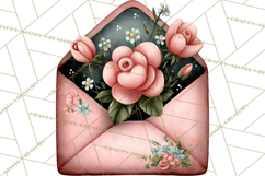 Rose Envelope Clipart, Romantic Floral Letter PNG Art Product Image 5