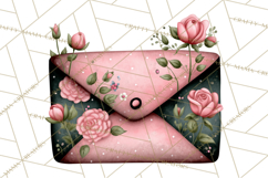 Rose Envelope Clipart, Romantic Floral Letter PNG Art Product Image 2