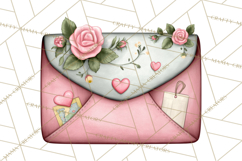Rose Envelope Clipart, Romantic Floral Letter PNG Art Product Image 3