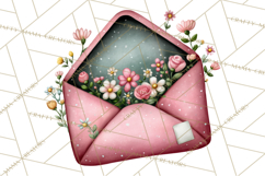 Rose Envelope Clipart, Romantic Floral Letter PNG Art Product Image 2