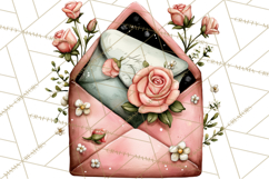 Rose Envelope Clipart, Romantic Floral Letter PNG Art Product Image 4