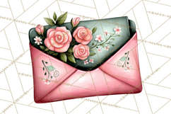 Rose Envelope Clipart, Romantic Floral Letter PNG Art Product Image 2