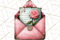 Rose Envelope Clipart, Romantic Floral Letter PNG Art Product Image 4