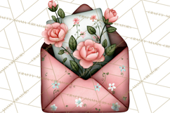 Rose Envelope Clipart, Romantic Floral Letter PNG Art Product Image 5
