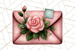 Rose Envelope Clipart, Romantic Floral Letter PNG Art Product Image 3