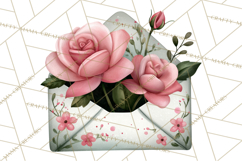 Rose Envelope Clipart, Romantic Floral Letter PNG Art Product Image 3