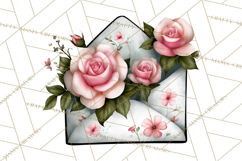 Rose Envelope Clipart, Romantic Floral Letter PNG Art Product Image 4