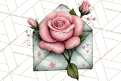 Rose Envelope Clipart, Romantic Floral Letter PNG Art Product Image 4