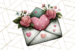 Rose Envelope Clipart, Romantic Floral Letter PNG Art Product Image 2