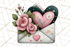 Rose Envelope Clipart, Romantic Floral Letter PNG Art Product Image 3