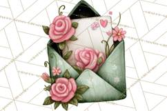 Rose Envelope Clipart, Romantic Floral Letter PNG Art Product Image 5