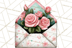 Rose Envelope Clipart, Romantic Floral Letter PNG Art Product Image 3
