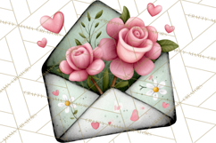 Rose Envelope Clipart, Romantic Floral Letter PNG Art Product Image 4