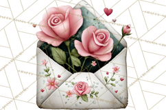 Rose Envelope Clipart, Romantic Floral Letter PNG Art Product Image 5