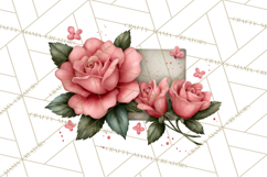 Rose Envelope Clipart, Romantic Floral Letter PNG Art Product Image 2