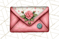 Rose Envelope Clipart, Romantic Floral Letter PNG Art Product Image 3