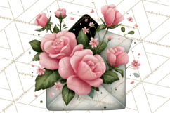Rose Envelope Clipart, Romantic Floral Letter PNG Art Product Image 4