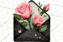 Rose Envelope Clipart, Romantic Floral Letter PNG Art Product Image 5